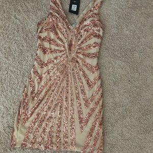 Rose Gold Sequin Mini Dress